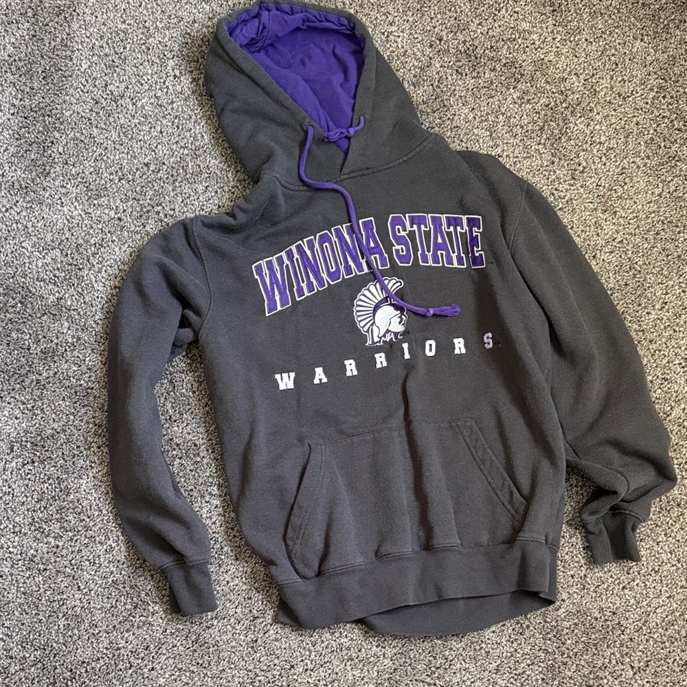 Colosseum Gray and Purple Winona State Hoodie